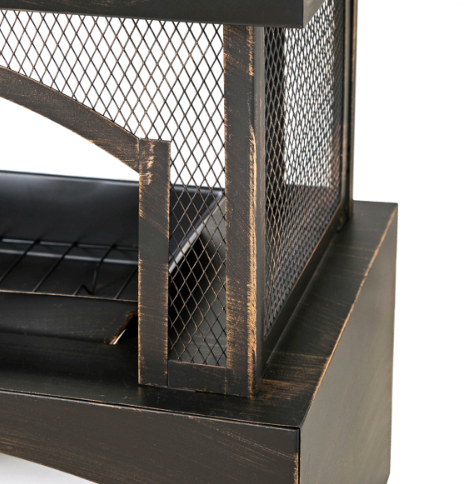 37" Outdoor Wood Burning Fireplace with Log Storage