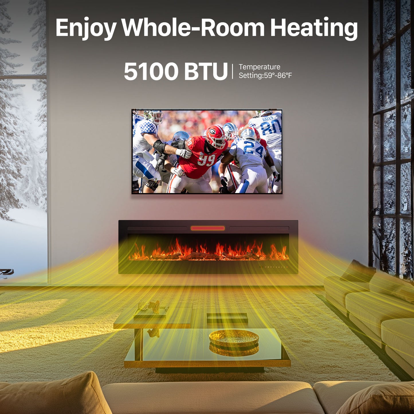 Electric Fireplace Heater with Remote
