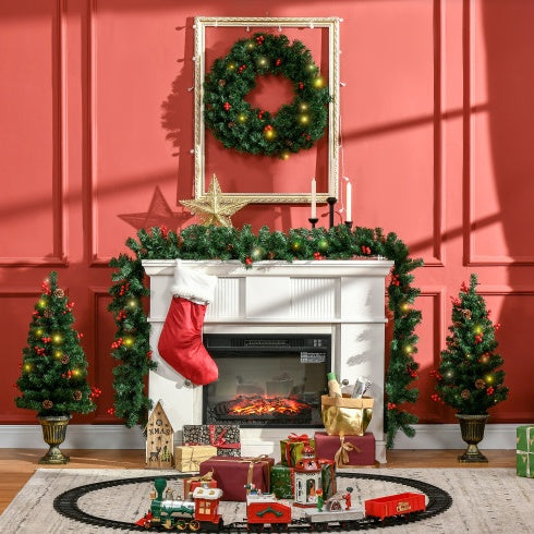 Pre-Lit Christmas 4-Piece Decor Set - LED Lights