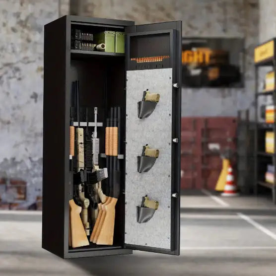 Biometric Rifle Safe with 3 Pistol Holders