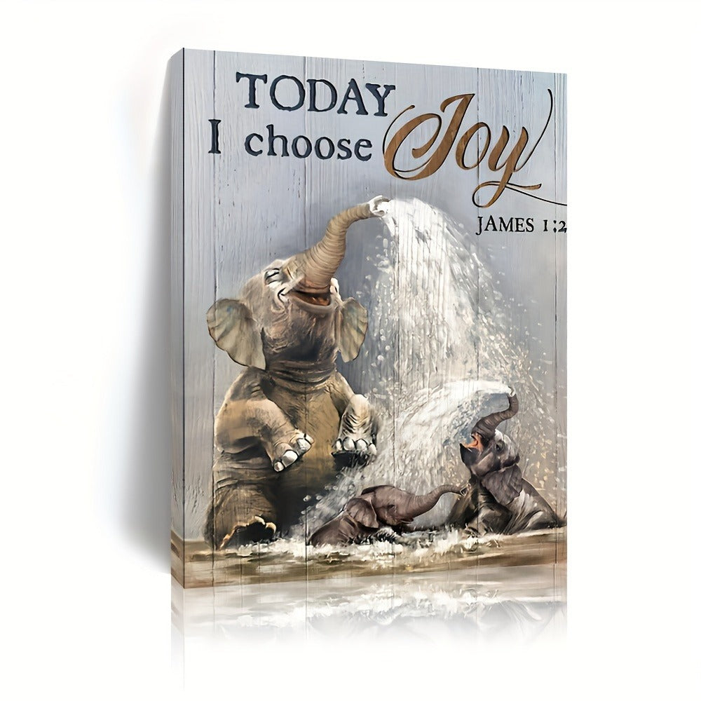 Framed Elephant Canvas Wall Art - Funny Bathroom Decor