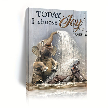 Framed Elephant Canvas Wall Art - Funny Bathroom Decor