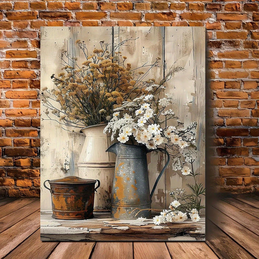 Rustic Framed Canvas Wall Art - Jasmine Flowers