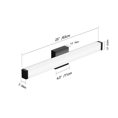 25" LED Bathroom Vanity Light - Matte Black 14W