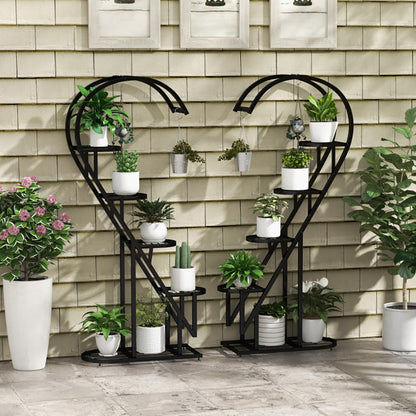 5-Tier Metal Plant Stand with Hanging Hook