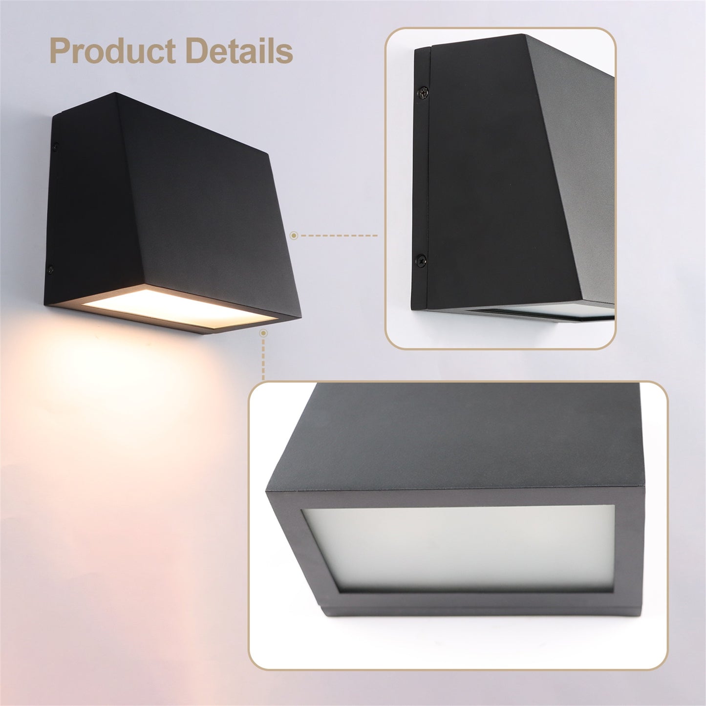 15W LED Outdoor Wall Light - Waterproof Matte Black