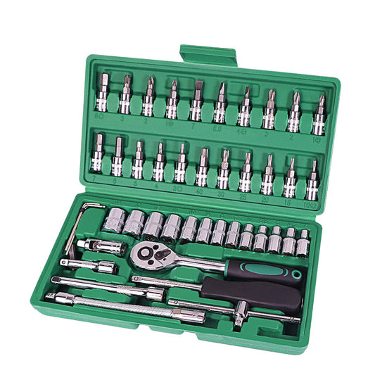 46-Piece Socket Set - Car Repair Tool Kit with Ratchet Wrench