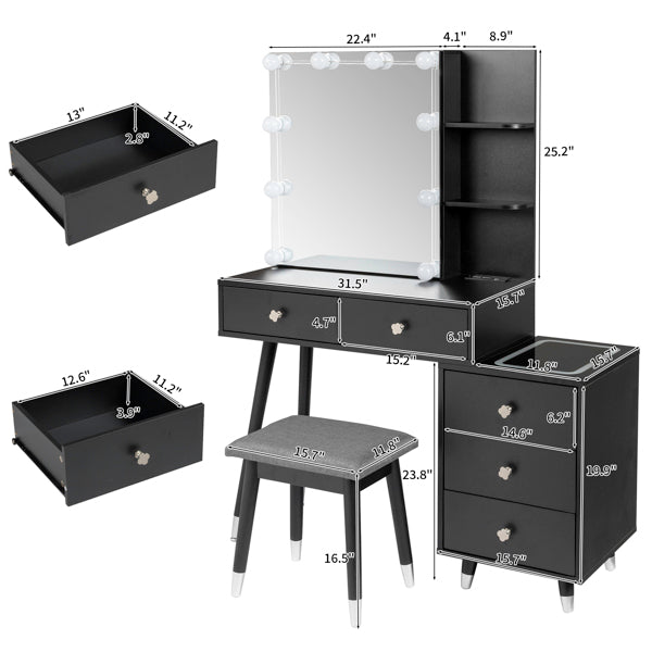 Dressing Table Set with Mirror & Stool