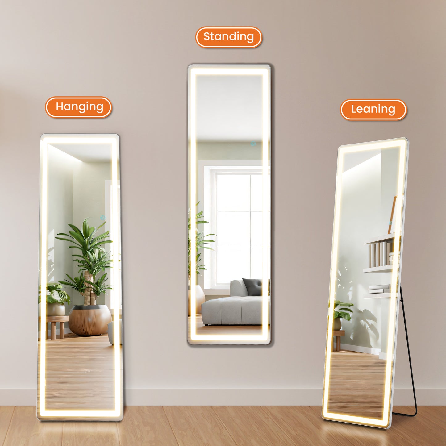 LED Vanity Mirror - 3 Color Lighting Modes