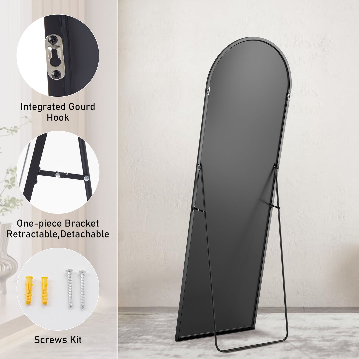 Floor Standing Mirror - Aluminum Alloy Frame