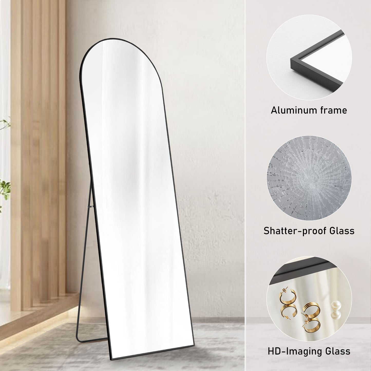 Floor Standing Mirror - Aluminum Alloy Frame
