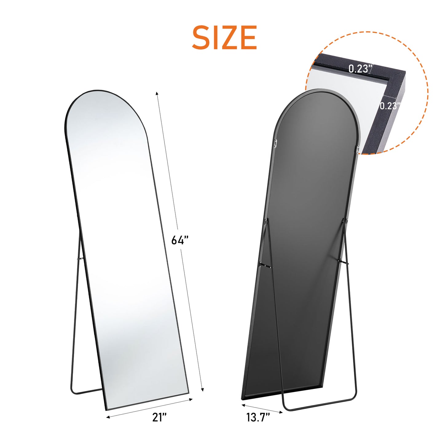 Floor Standing Mirror - Aluminum Alloy Frame
