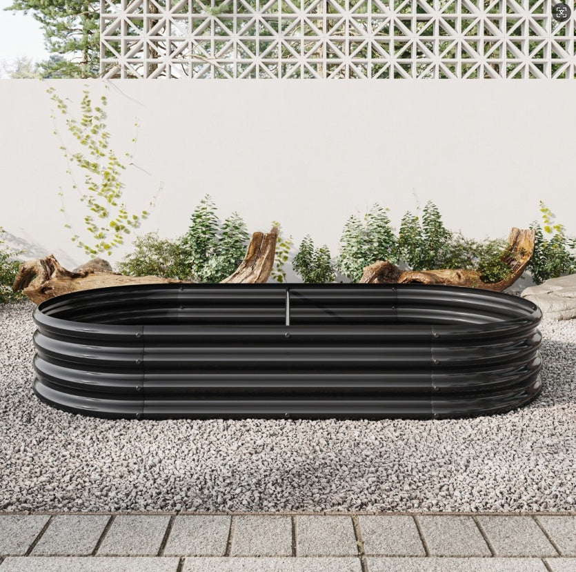 Oval Metal Raised Garden Bed