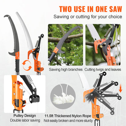 Extendable Pole Saw 7.3-27 Ft - Manual Tree Pruner