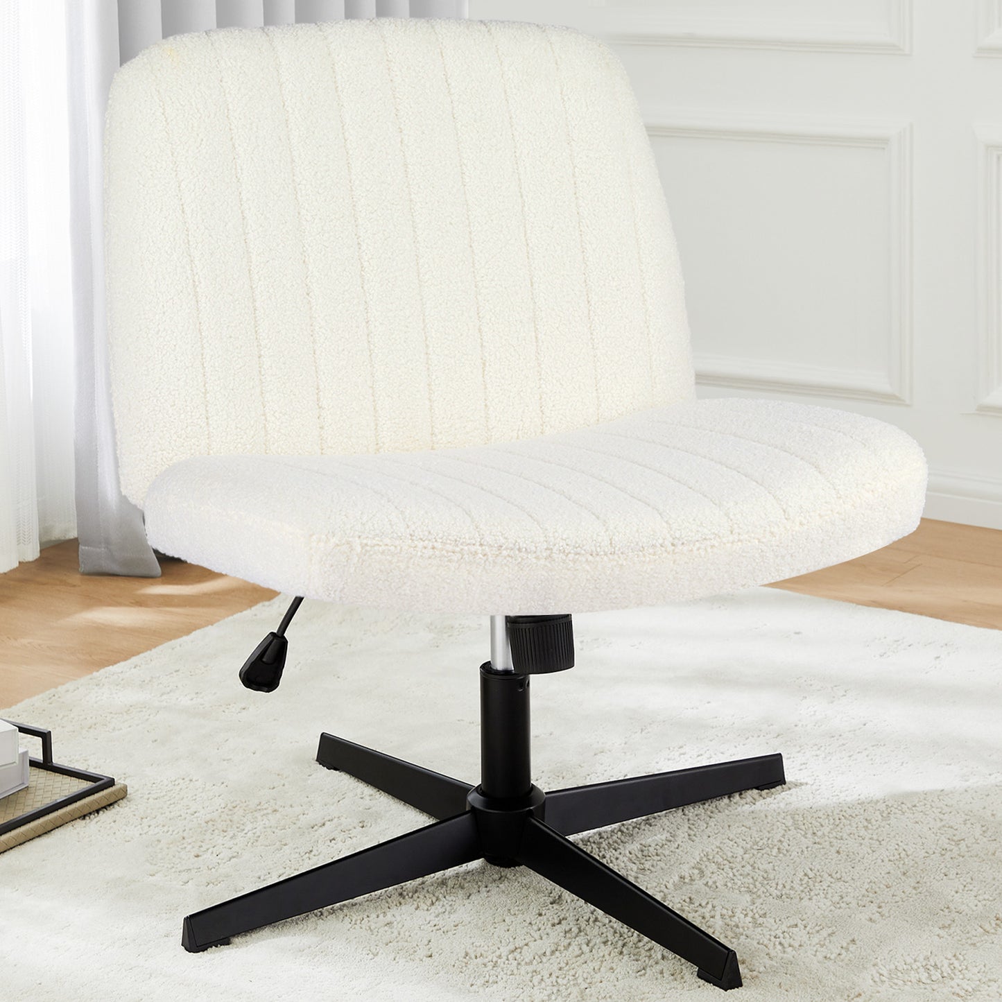 Armless Swivel Office Chair - Cross-Legged Design