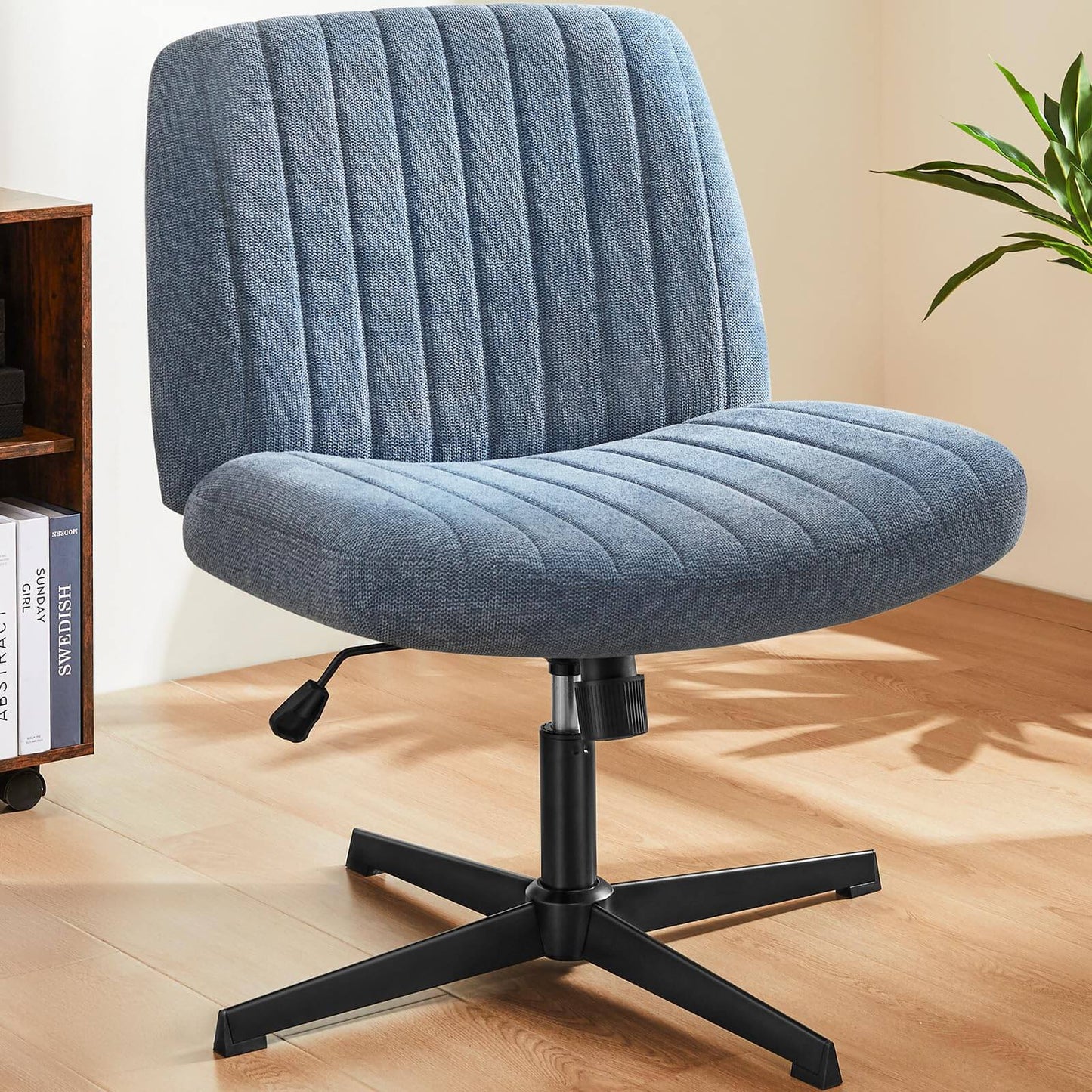 Armless Swivel Office Chair - Cross-Legged Design