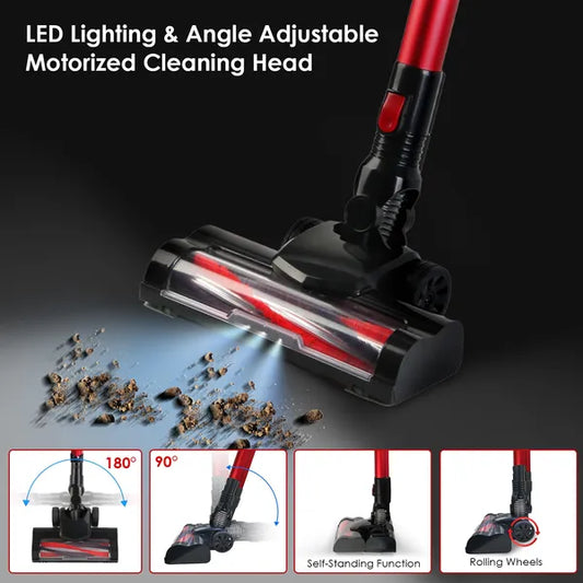 Cordless Vacuum Cleaner - 12000Pa Suction with LED Light