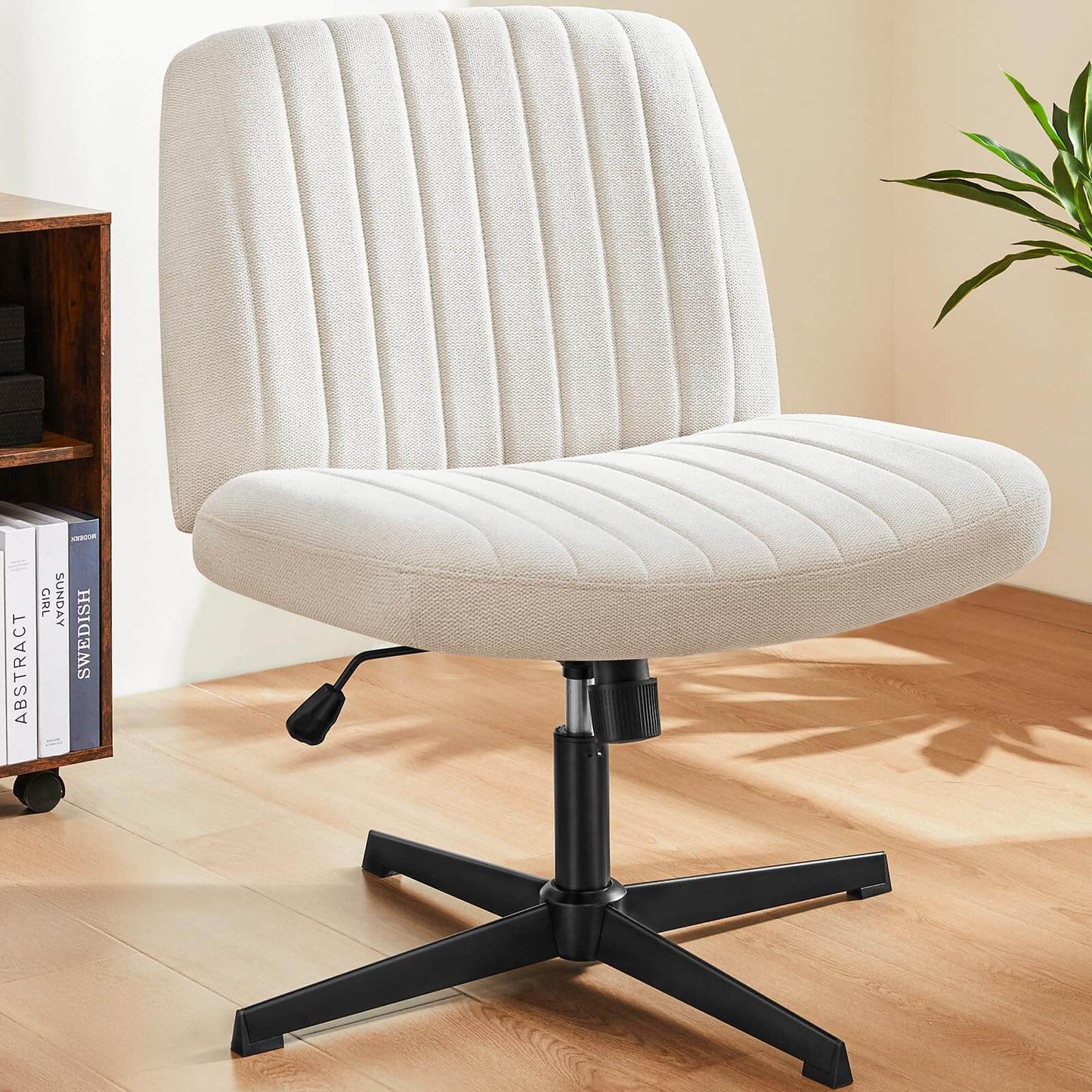 Armless Swivel Office Chair - Cross-Legged Design