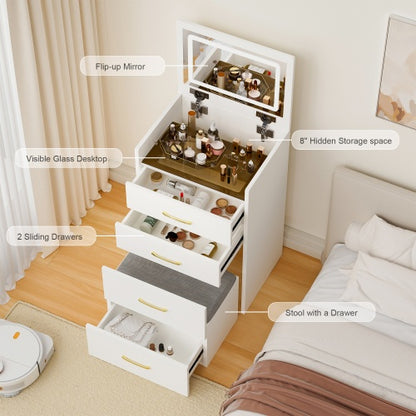 3-in-1 Vanity Desk with Mirror & 3 Drawers