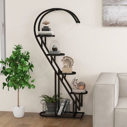 5-Tier Metal Plant Stand with Hanging Hook