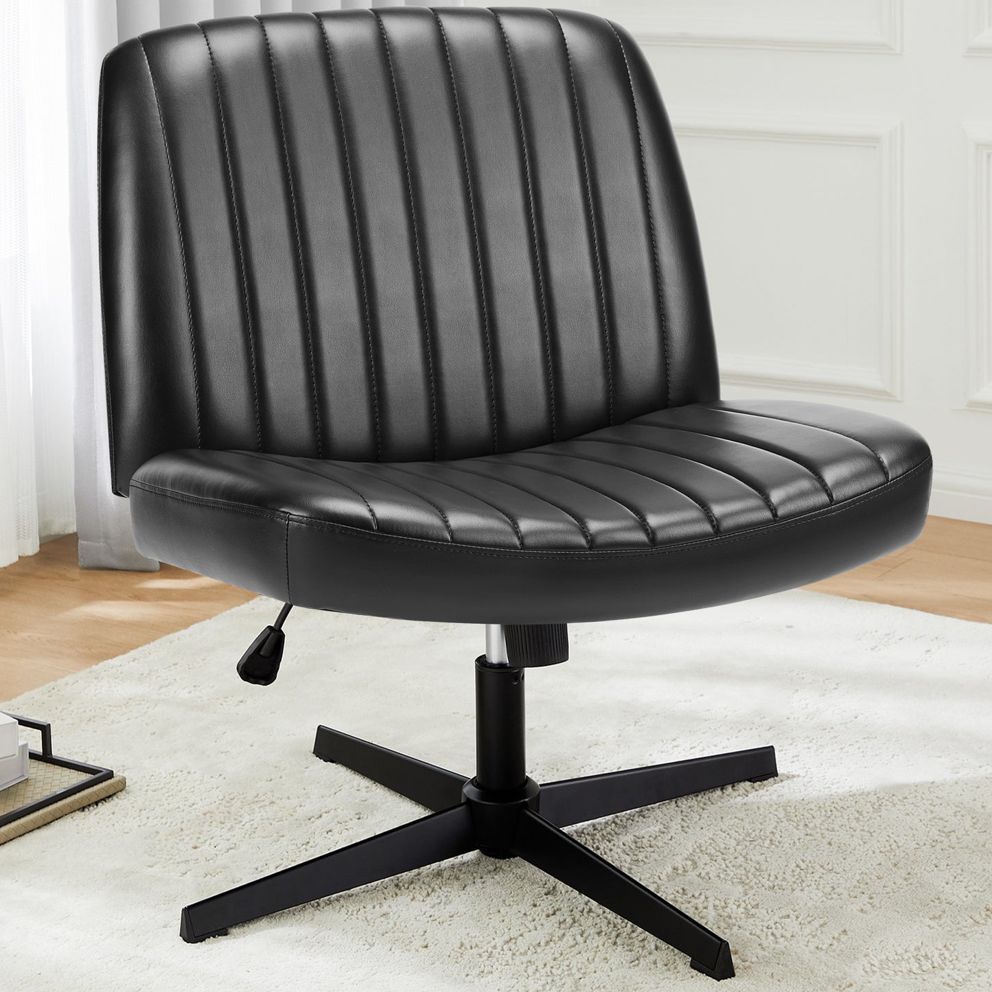 Armless Swivel Office Chair - Cross-Legged Design