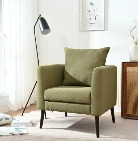 Upholstered Armchair With Solid Wood Legs
