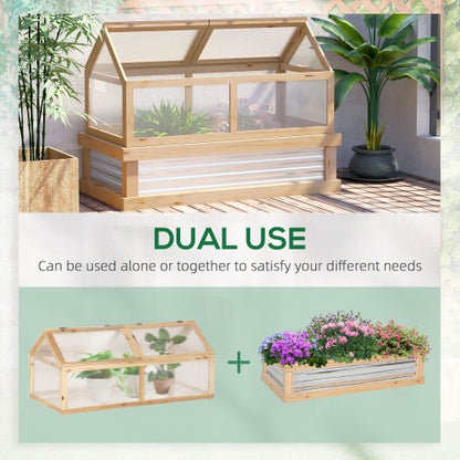 Wooden Raised Garden Bed with Greenhouse - 48x24x32