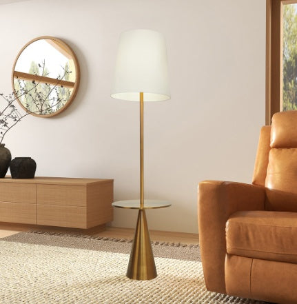 Celestial Modern Floor Lamp with Brass Accent Table