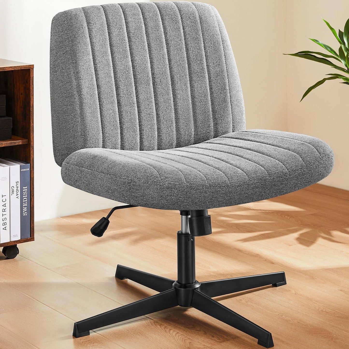 Armless Swivel Office Chair - Cross-Legged Design