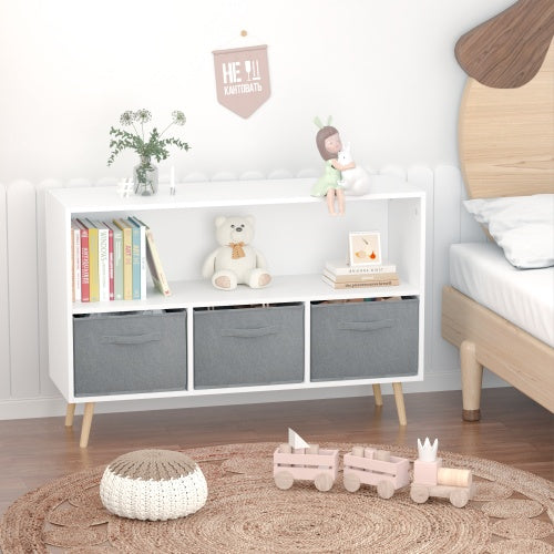 Children's Bookshelf with Foldable Fabric Drawers