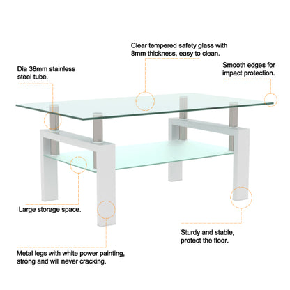 Modern White Coffee Table - Clear Design