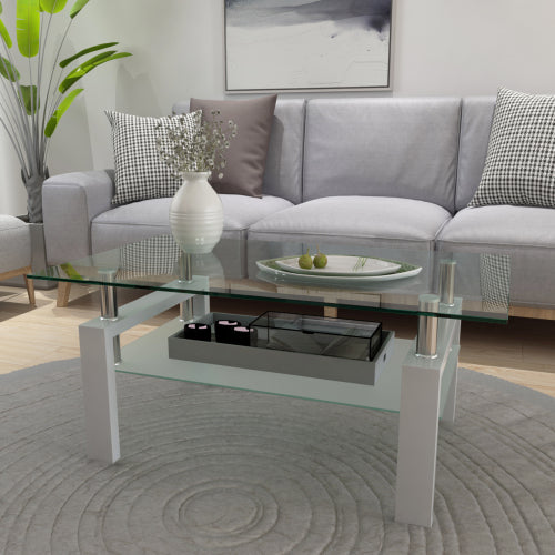 Modern White Coffee Table - Clear Design