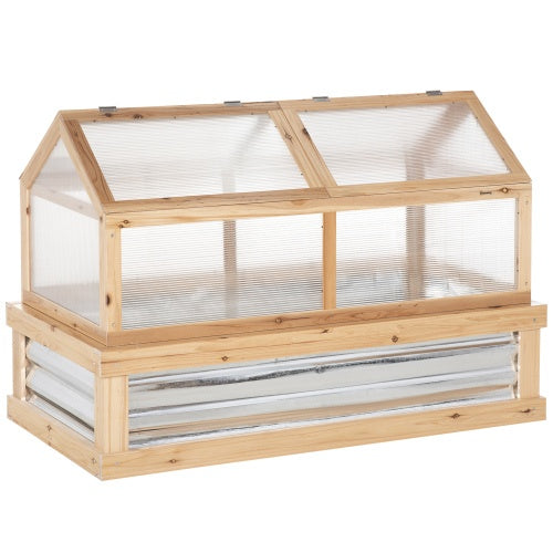 Wooden Raised Garden Bed with Greenhouse - 48x24x32