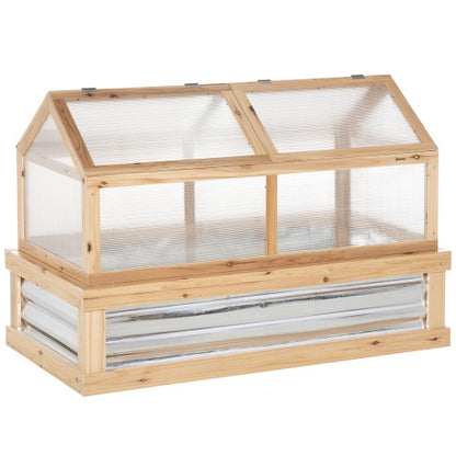 Wooden Raised Garden Bed with Greenhouse - 48x24x32