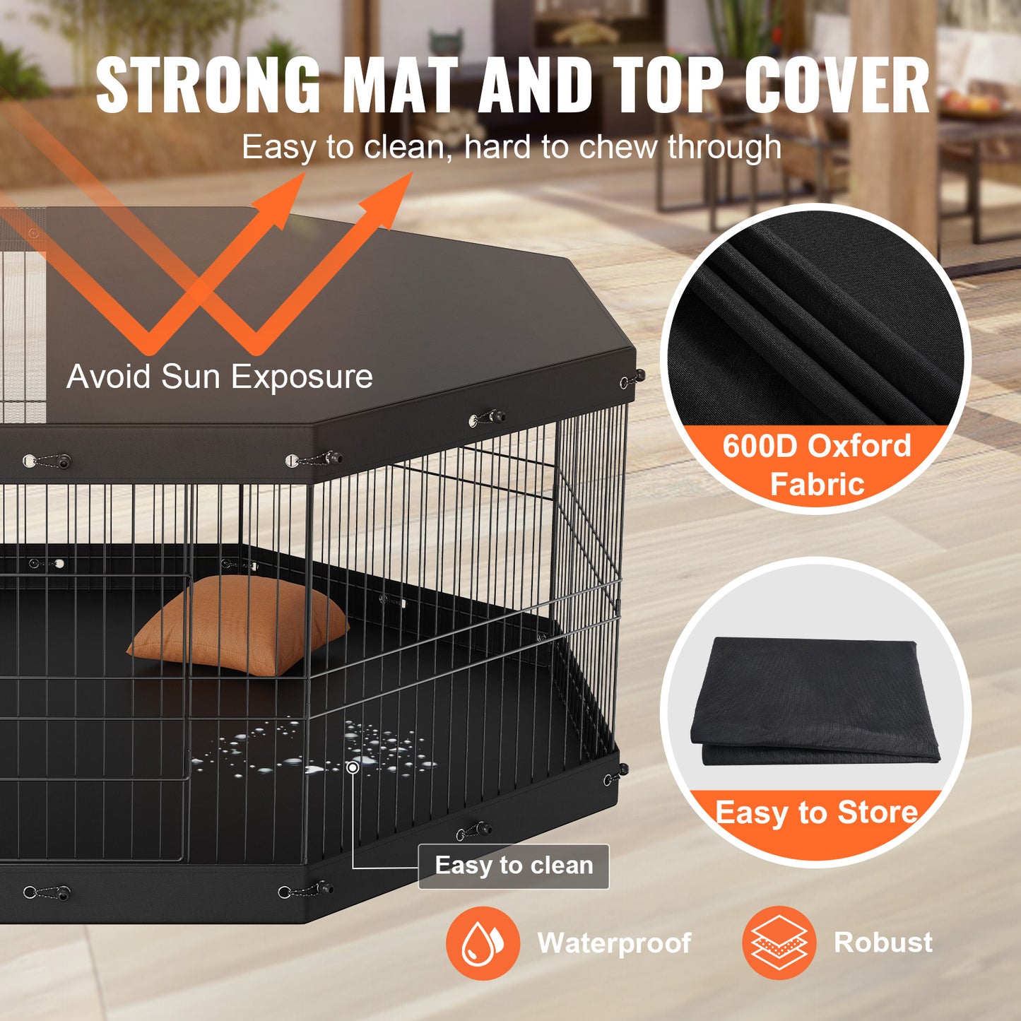 8-Panel Foldable Dog Playpen - 24" Height