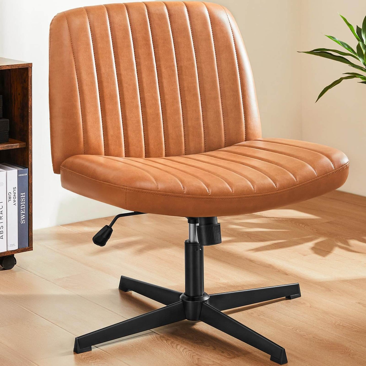 Armless Swivel Office Chair - Cross-Legged Design