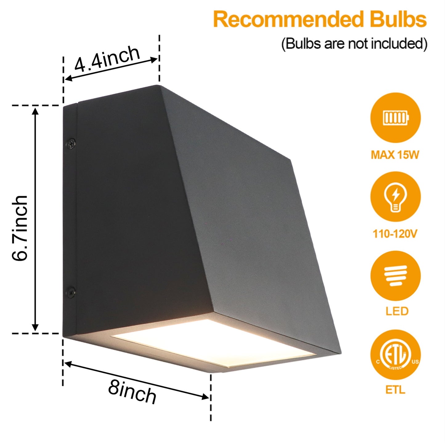 15W LED Outdoor Wall Light - Waterproof Matte Black