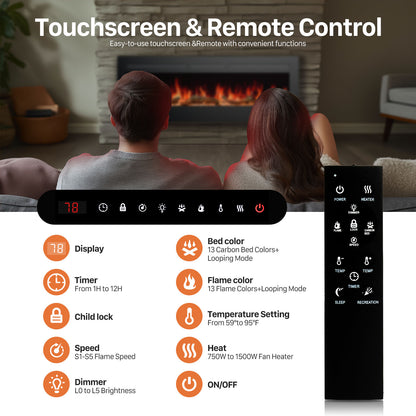 Electric Fireplace Heater with Remote