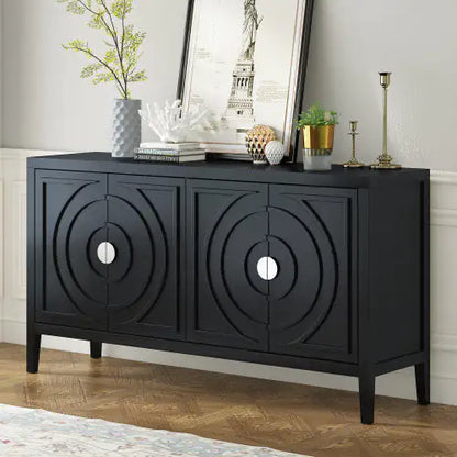 Vintage Groove Sideboard with Metal Knob for Multi-Room Use