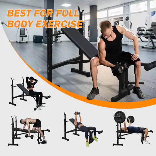 Olympic Weight Bench with Squat Rack - Full Body Workout