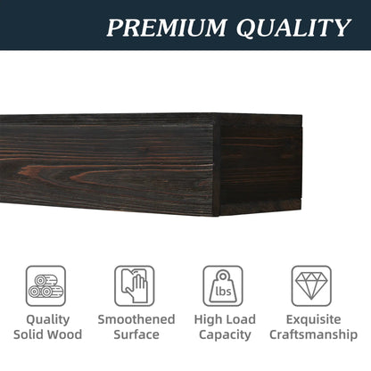 Espresso Rustic Wood Mantel & Floating Shelves