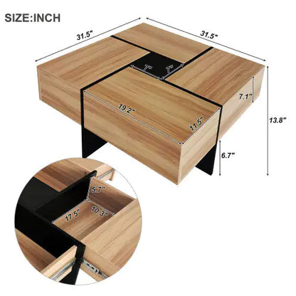 Sleek Square Coffee Table with Storage
