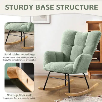 Modern Teddy Fabric Rocker - Light Green