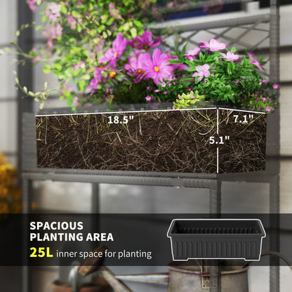 Wicker Planter with Trellis & Storage Shelf - Black