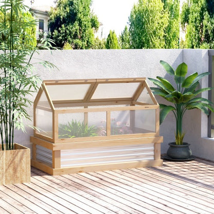 Wooden Raised Garden Bed with Greenhouse - 48x24x32