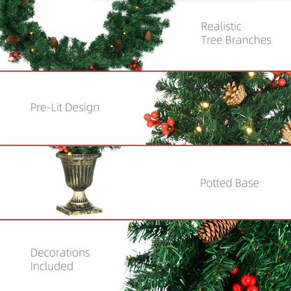 Pre-Lit Christmas 4-Piece Decor Set - LED Lights