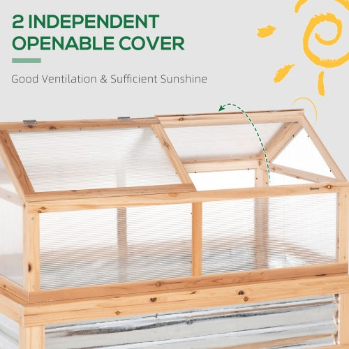Wooden Raised Garden Bed with Greenhouse - 48x24x32