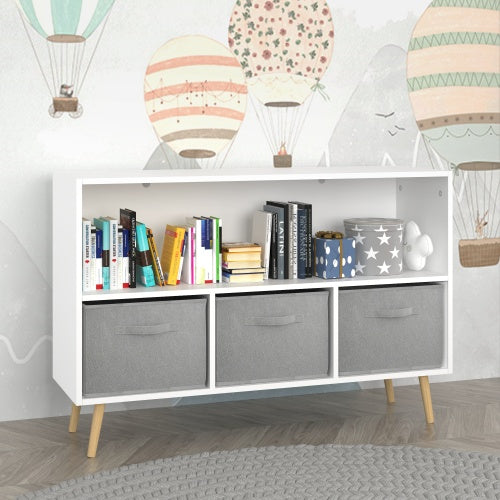 Children's Bookshelf with Foldable Fabric Drawers