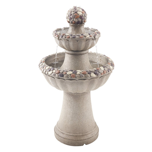 2-Tier Outdoor Water Fountain - 36.5" Rock Base Style