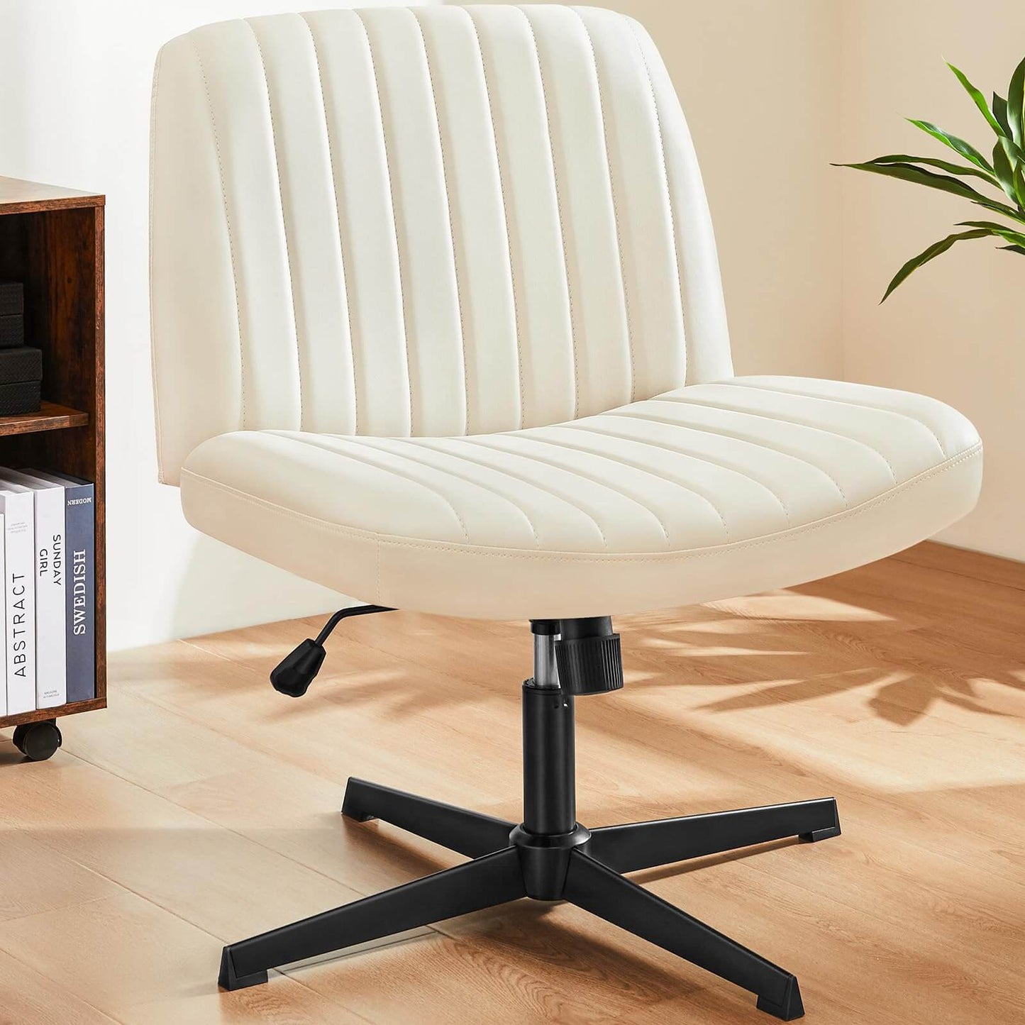 Armless Swivel Office Chair - Cross-Legged Design